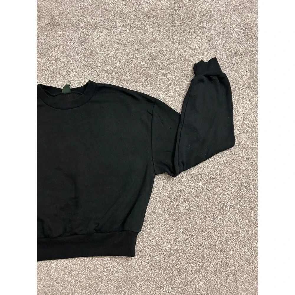 VTG Wild Fable Sweatshirt Womens Medium Black Excellent Cropped Fleece Pullover - Picture 3 of 10
